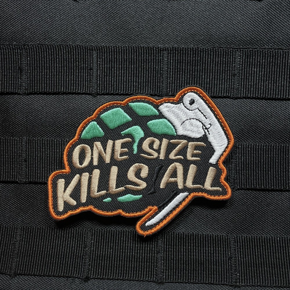 Grenade MK2 Frag Out One Size Kills All Tactical Military Hook Loop Morale Patch