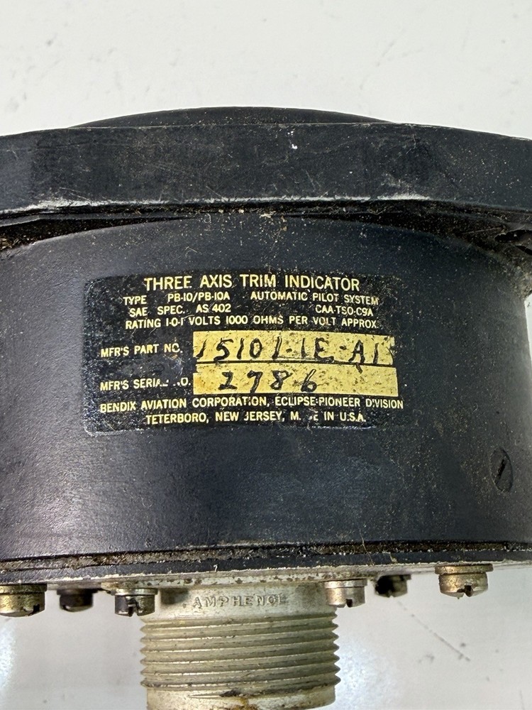 Military Aircraft Indicator Three Axis Trim BENDIX