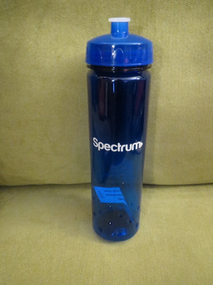 24oz Blue Translucent Plastic Water Bottle with Spectrum Logo