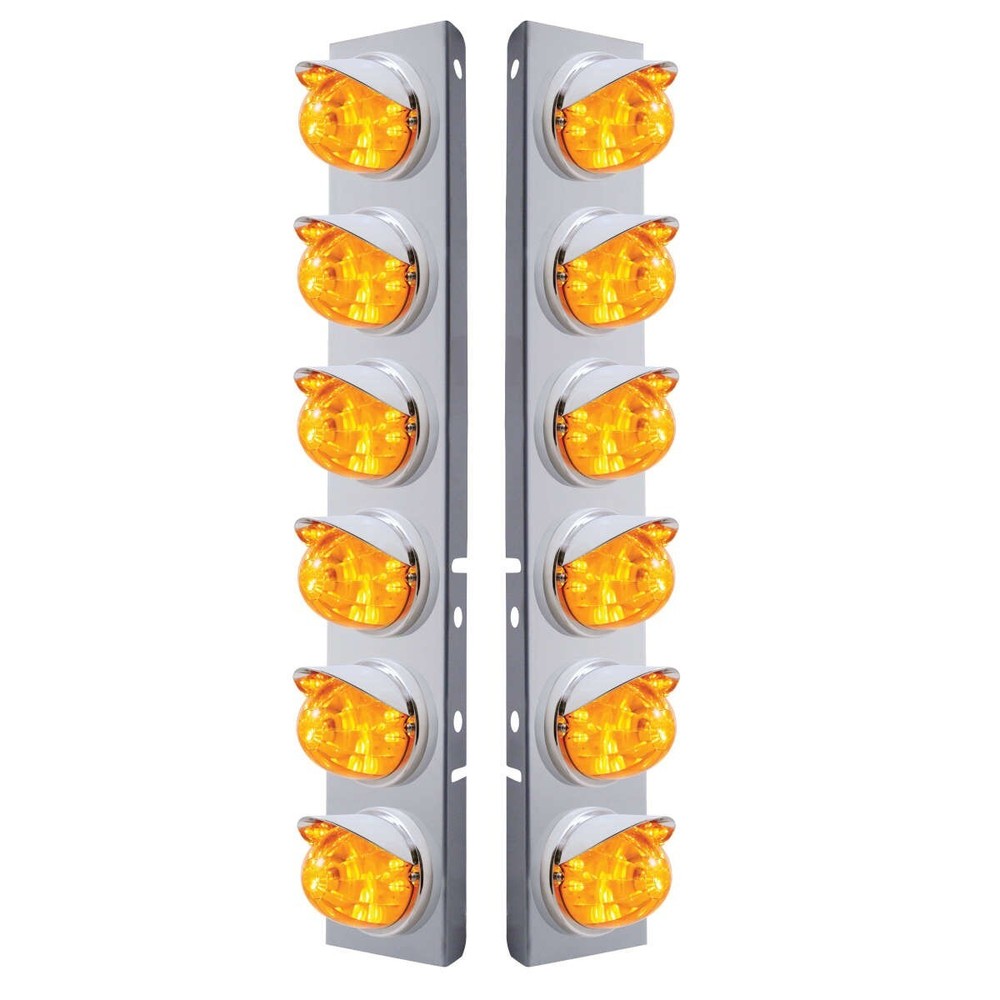 Front Air Cleaner Brackets with 12 Amber LED Dual Function Watermelon Lights