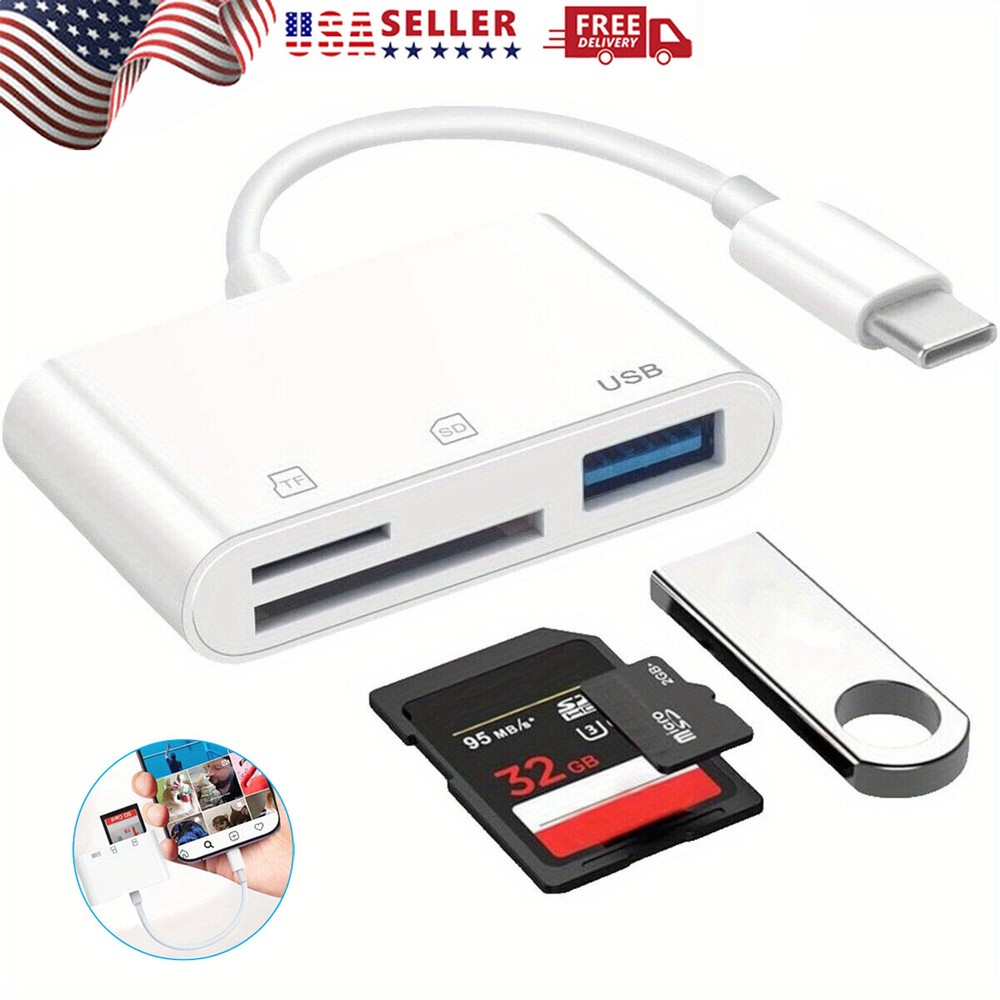 USB-C to SD Card Reader Adapter Type-C For iPad Macbook Pro/iPhone 16 15/Samsung