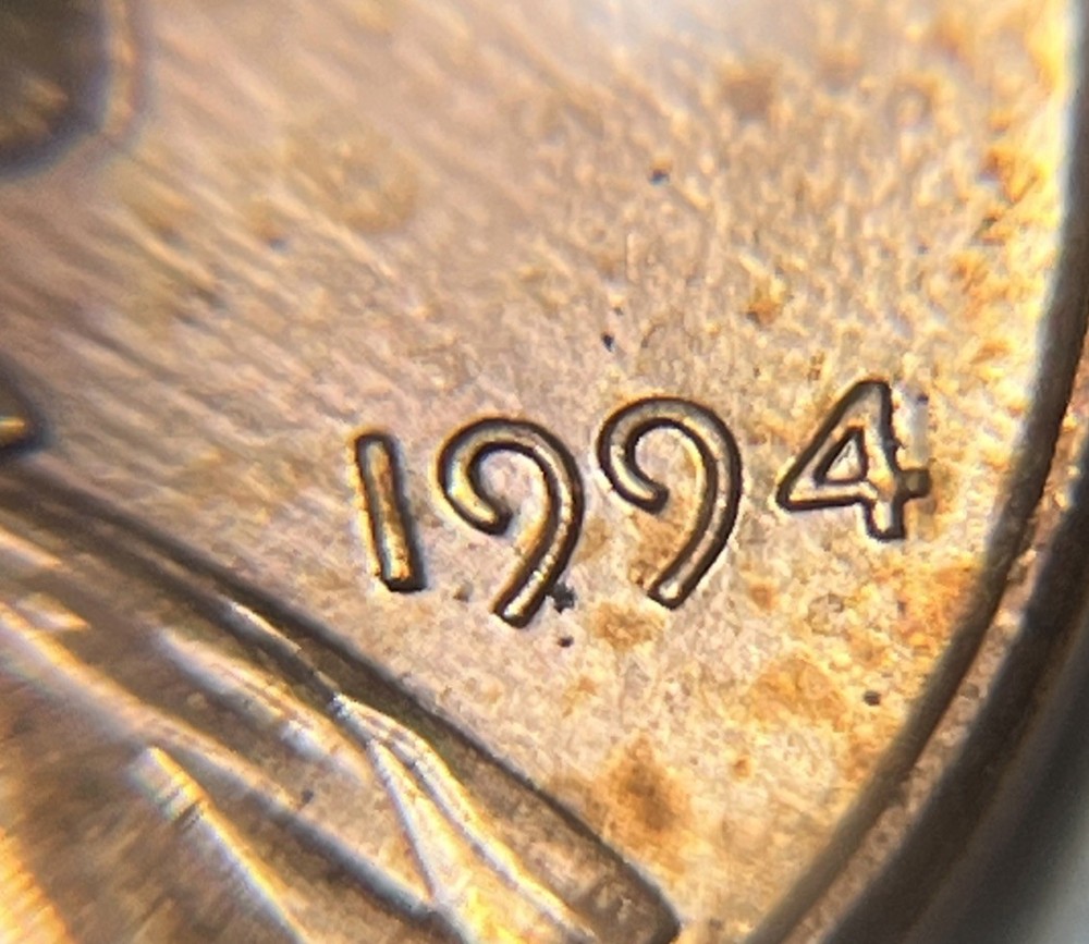1994 4/4 Lincoln Penny Error 4 Over 4 Double 4 Date Error Uncirculated