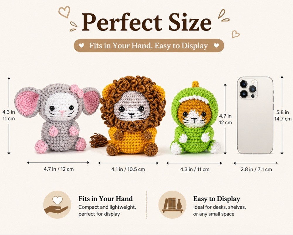Cat Crochet Kit 3 Pack for Beginners Amigurumi DIY Set with Video Tutorial