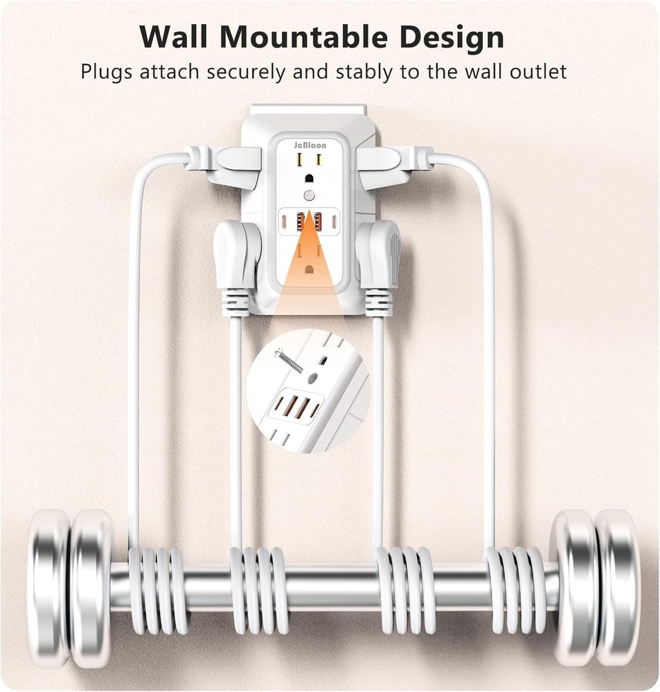 4 USB Wall Charger Power Strip Surge Protector with Multiple Outlets