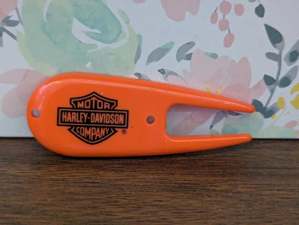 Harley Davidson Golf Ball Marker Divot Tool Orange Plastic