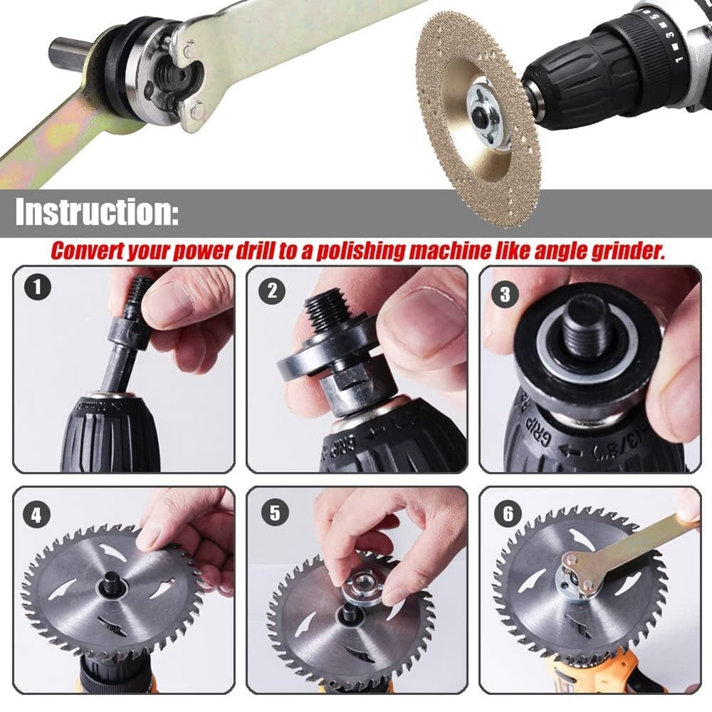Drill Angle Grinder Adapter with Flange Parts Set,3 Set Replacement3441