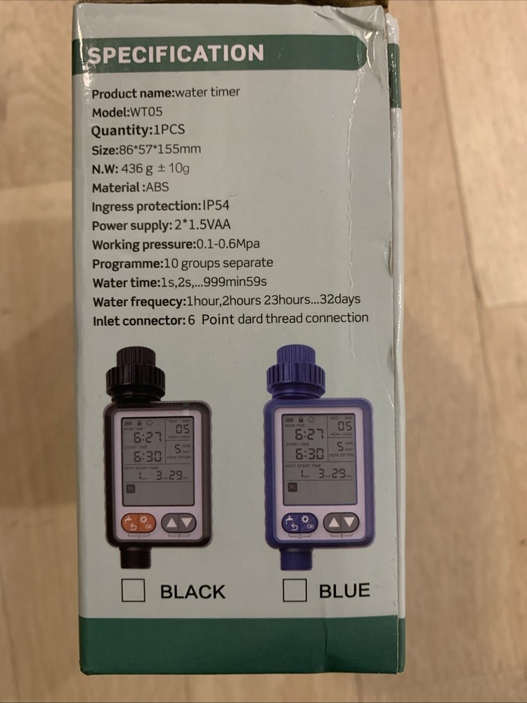 WT05 Automatic Water Timer IP54 Rain Sensor & Child-Lock – 1‑Zone, 10 Programs