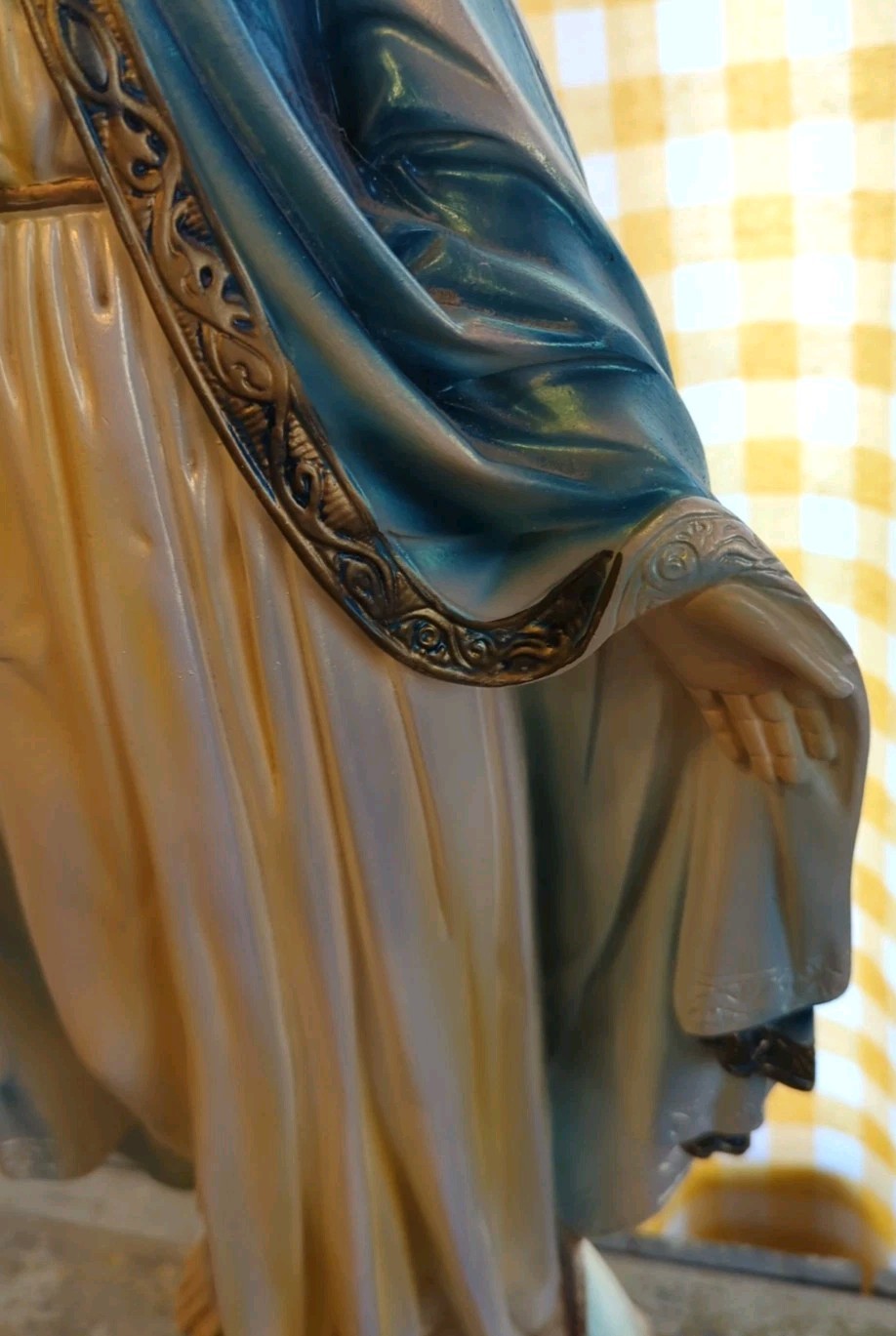 Beautiful Older Plaster Chalkware Statue of Mary, Our Lady of Grace, 26 1/4" T