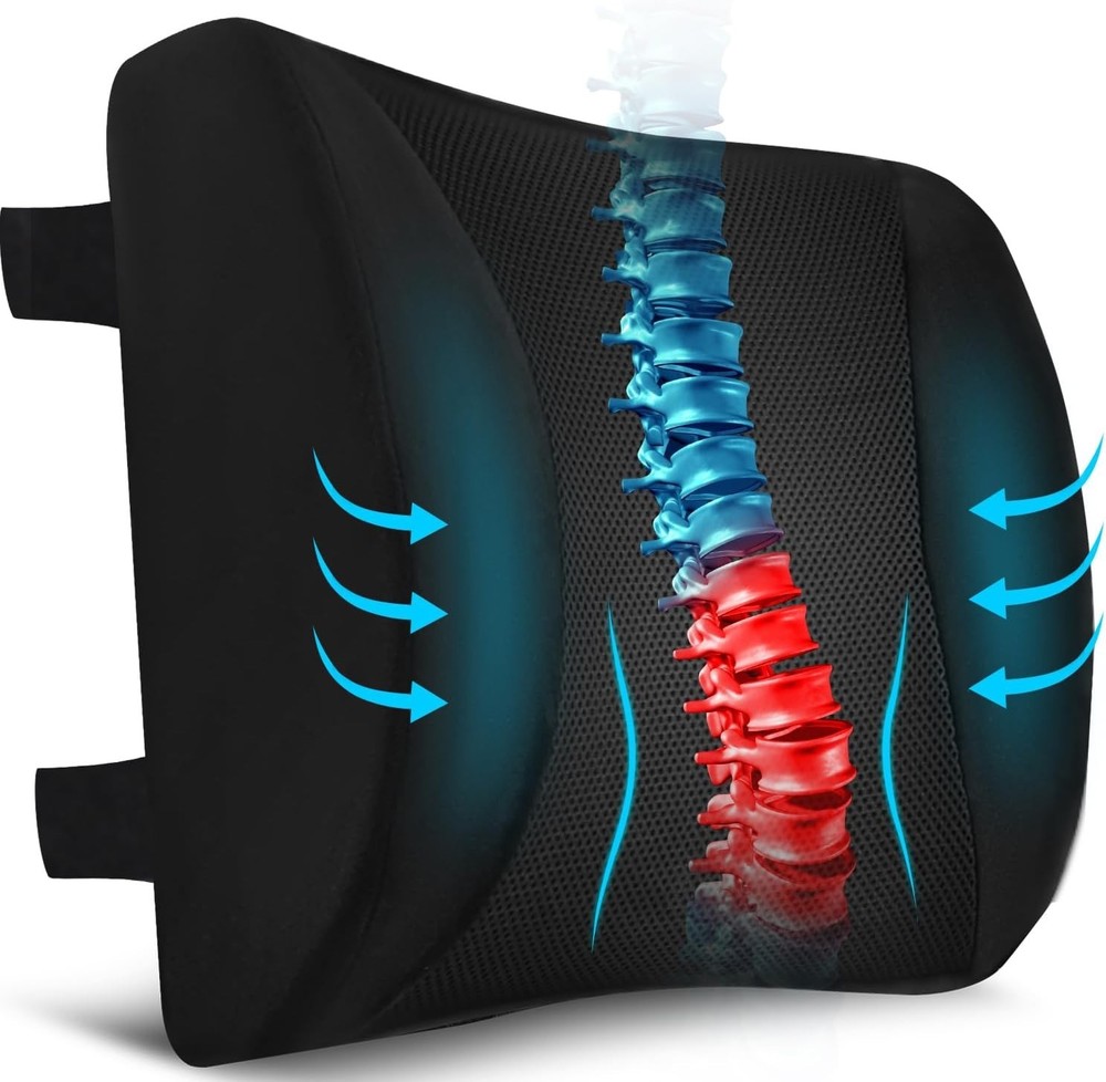 Non-Slip Memory Foam Lumbar Support Pillow - Ultimate Back Comfort Solution
