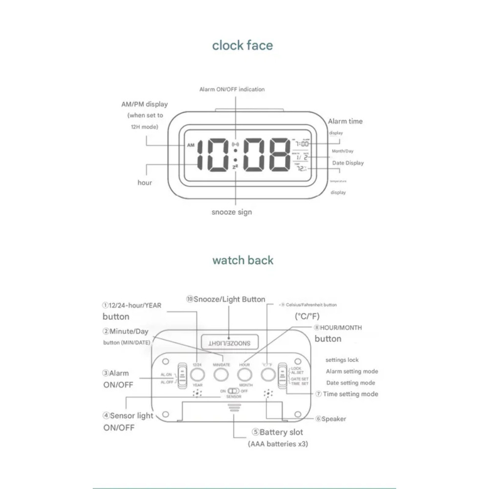 Battery operated digital desk clock