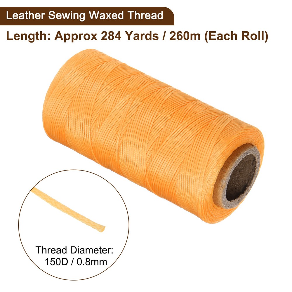 150D Waxed Thread 284 Yards Polyester Leather Sewing Waxed String Orange Yellow
