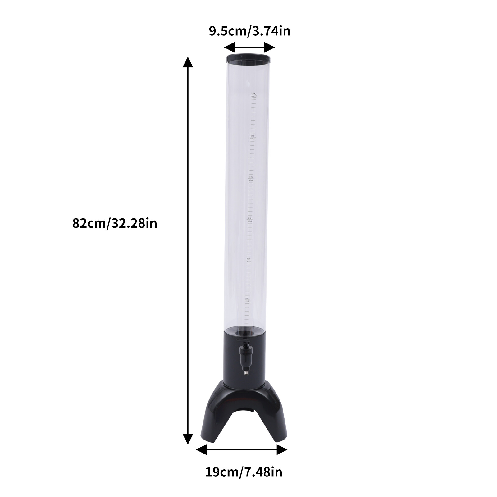 3L/100oZ Beer Tower Dispenser Drink Tower Beer Tap with Individual Ice Tube NEW