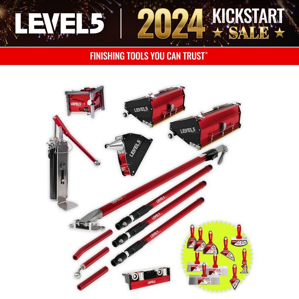 LEVEL5 Finishing Tool Set, Mega Flat Boxes, Corner Finisher, Ext. Handles 4-609
