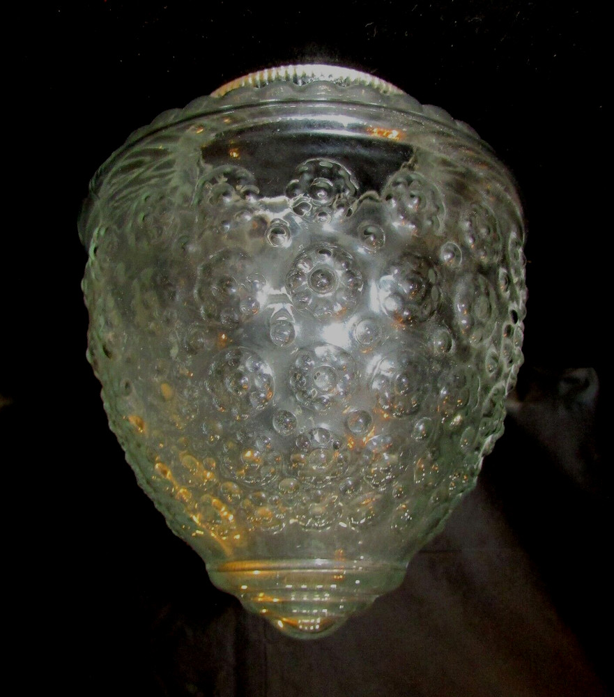 Vintage Daisy Button Embossed Beehive Clear Glass Light Fixture Diffuser Globe