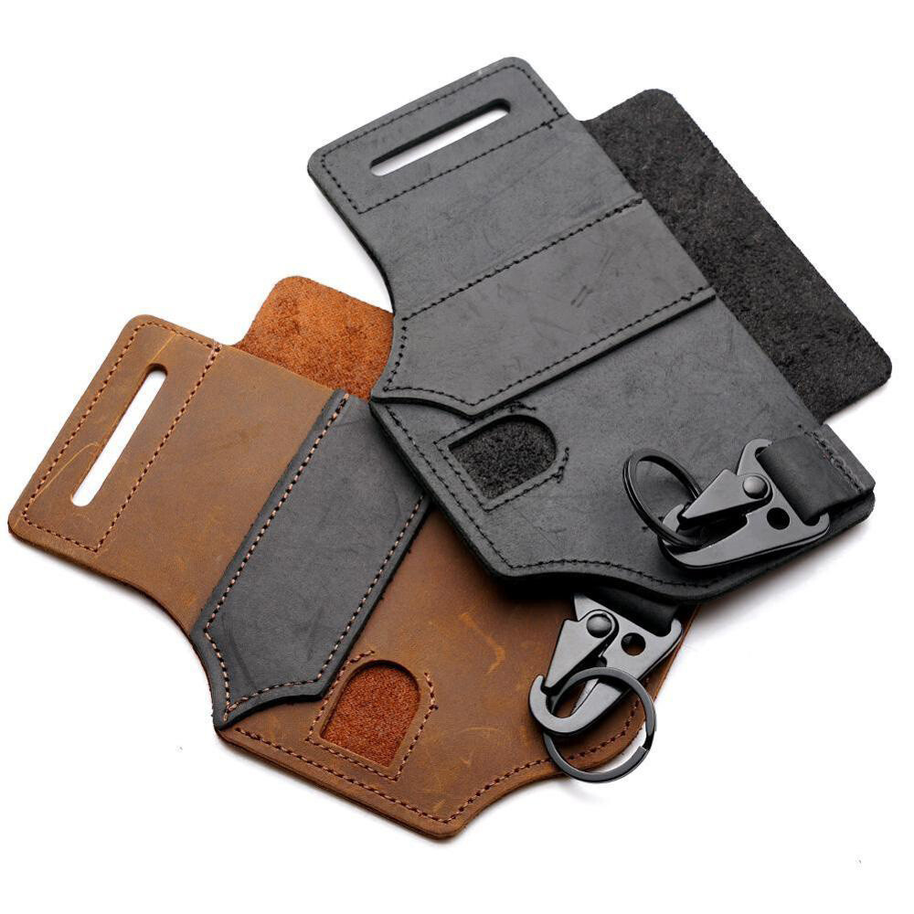 EDC Leather Sheath For Knife Belt Flashlight Holster Multitools Organizer US NEW