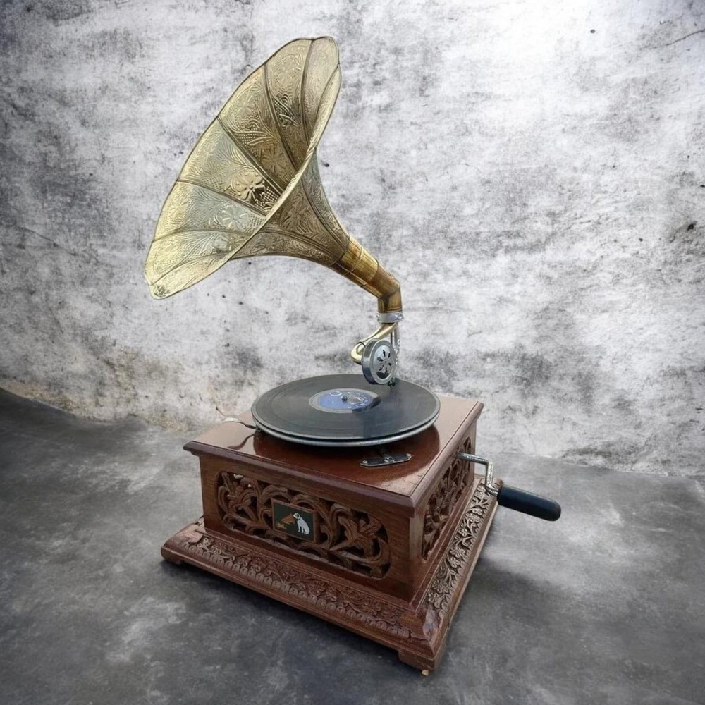 Antique Gramophone, Fully Functional Working Phonograph, win-up record player
