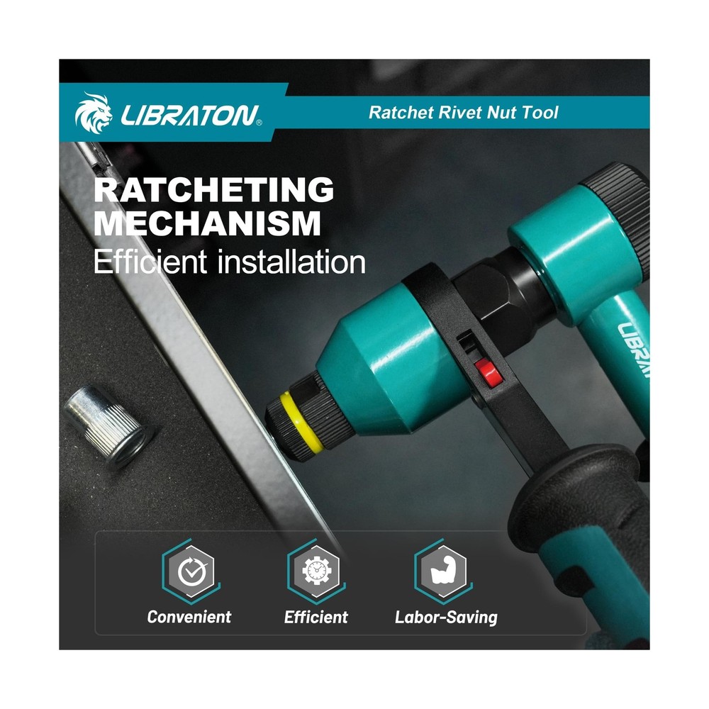 LIBRATON Rivet Nut Tool, Rivnut Tool, Professional Ratchet Nutsert Tool Kit, ...