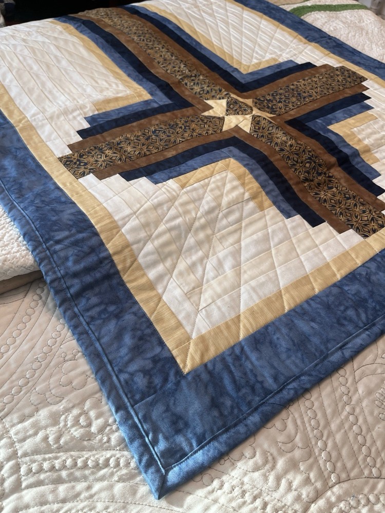 Handmade Quilt Religious Cross Wall Hanging Table Top Patchwork