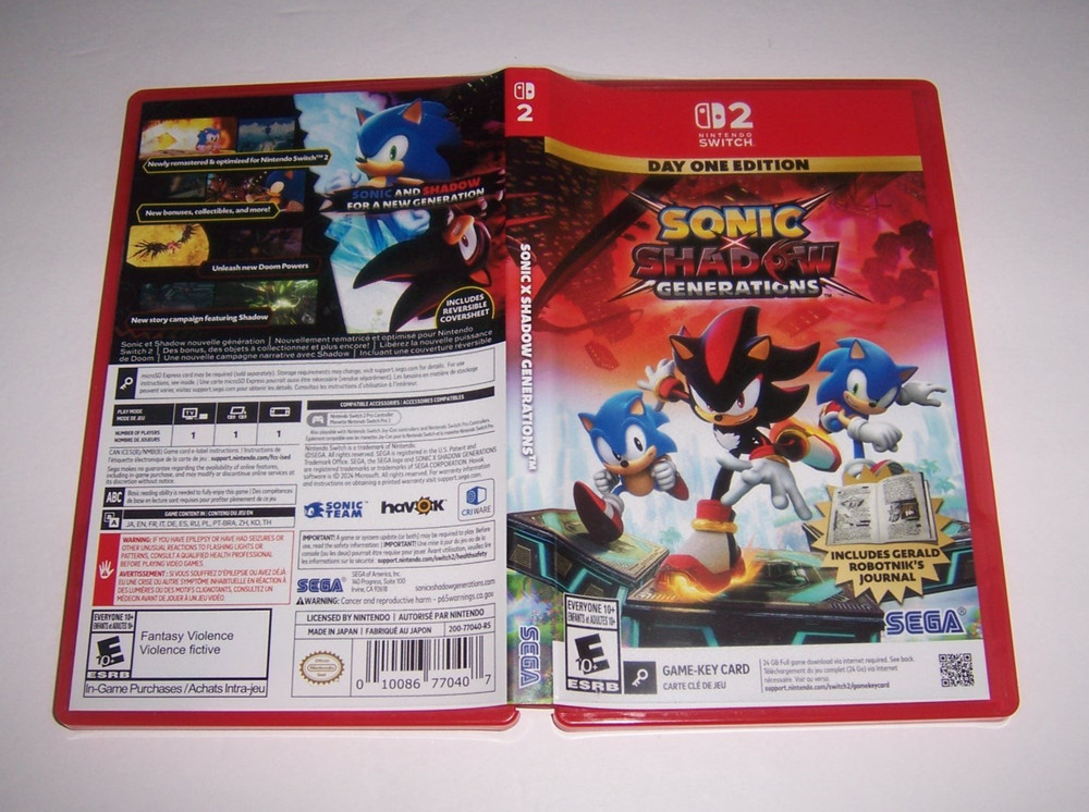 Original Box Case Replacement Nintendo Switch 2 for Sonic Shadow Generations