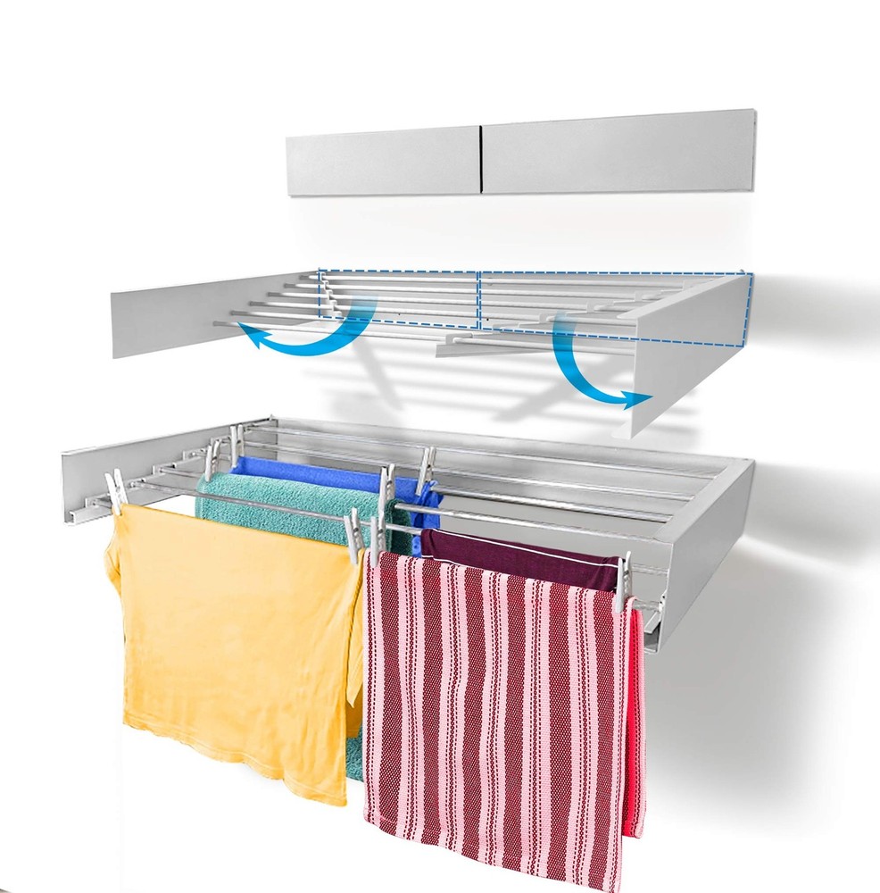 Step Up Laundry Drying Rack, Wall Mounted, Retractable Clothes Drying Rack, 6...