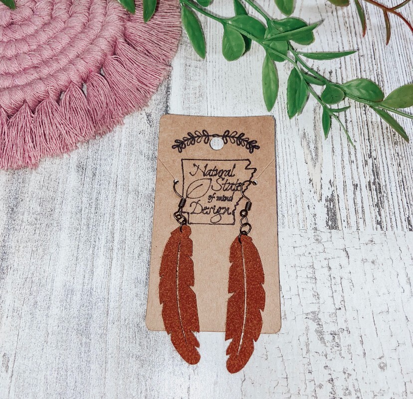 Handmade Boho Felt Feather Dangle Earrings