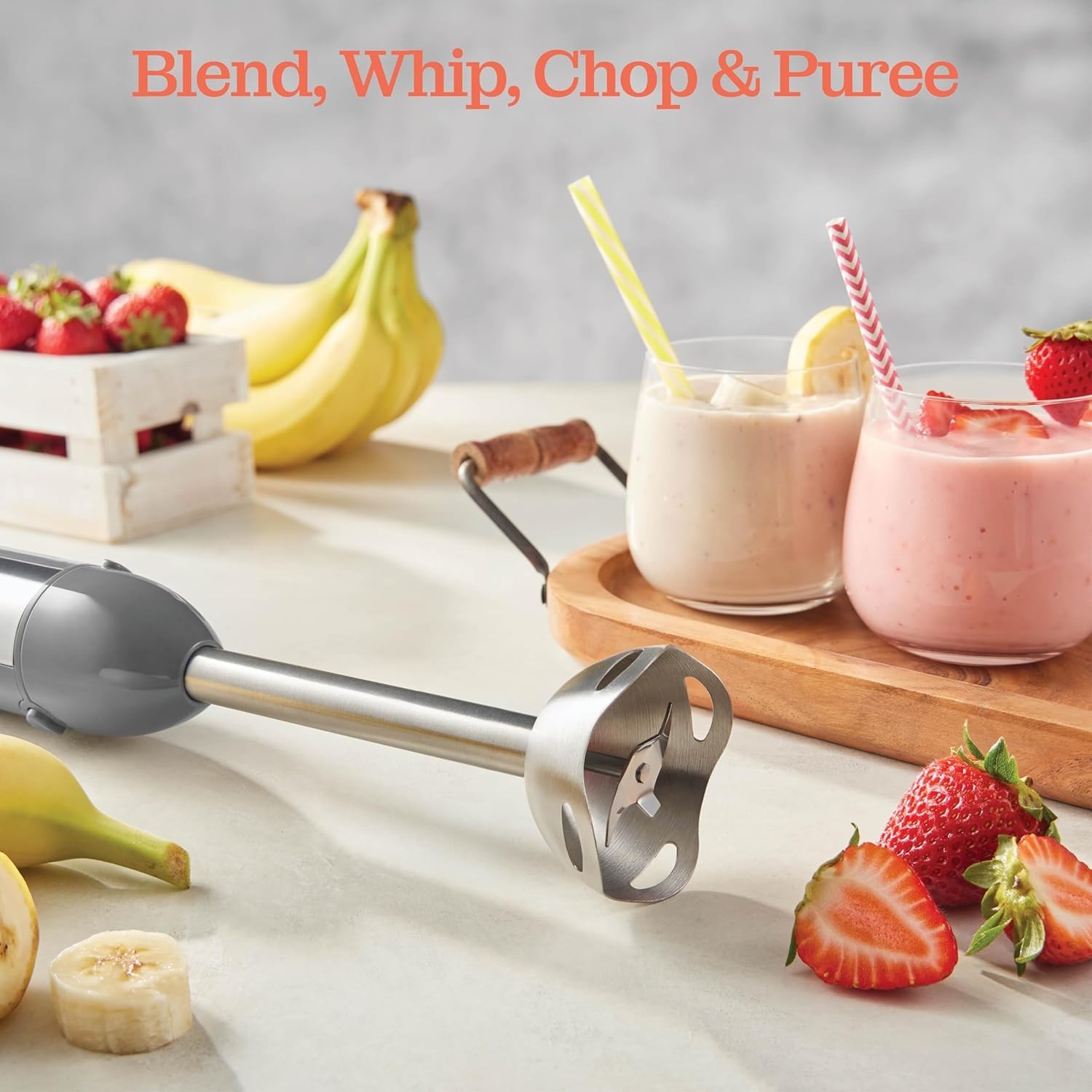 Durable 500W Electric Blender Stick with Turbo Speed for Smoothies & Soups