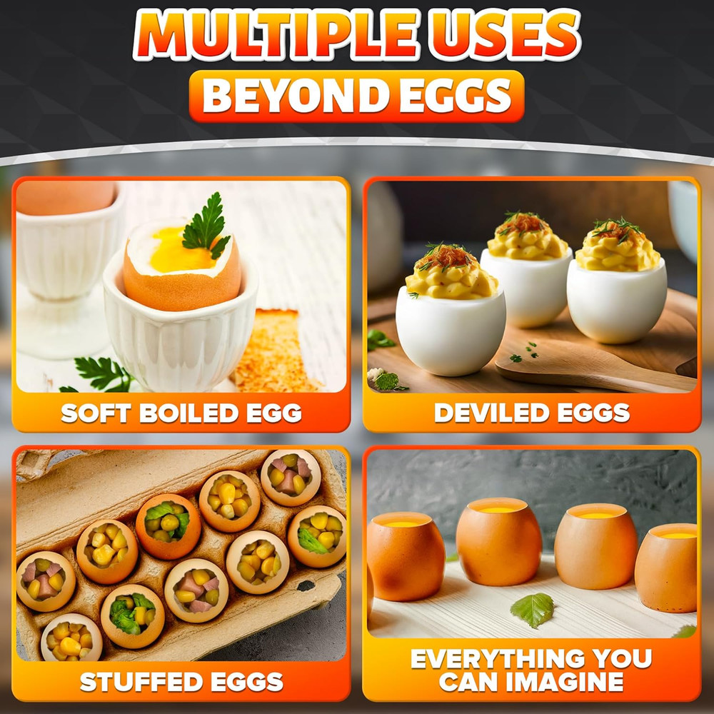 Egg Cracker Tool for Raw Eggs — Egg Shell Opener for Soft-Boiled Shell Tops, Sta