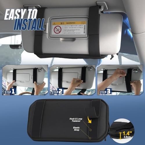 Car Sun Visor Organizer, Multi-Pocket Visor Organizer Storage Pouch with