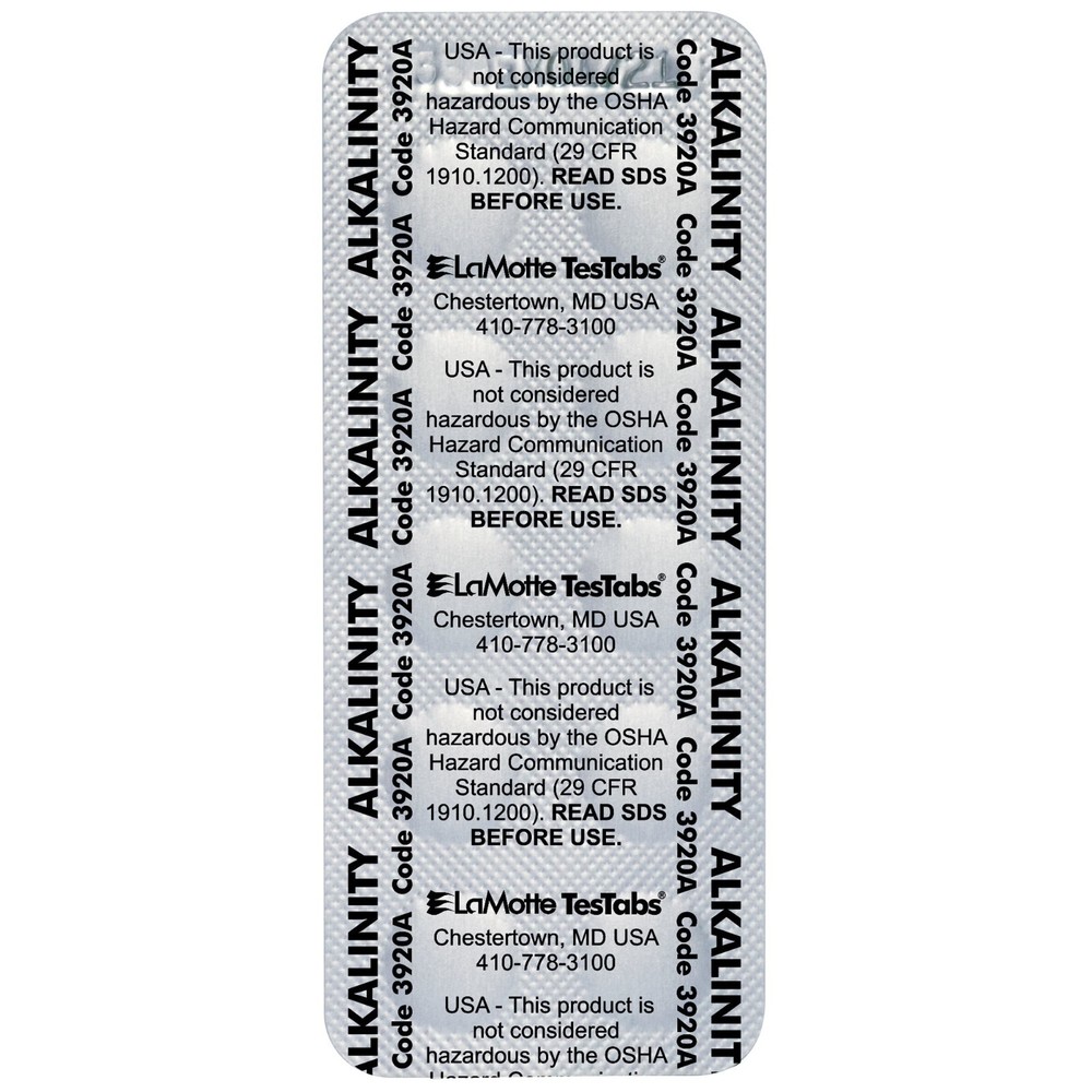 LaMotte 3920A-J Visual Grade TesTabs, Alkalinity, 50 count 3920A