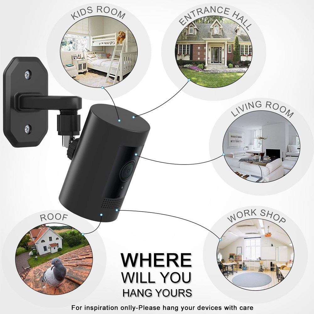 2Pack Adjustable Wall Mount Bracket Compatible with Ring Stick Up Cam & Black