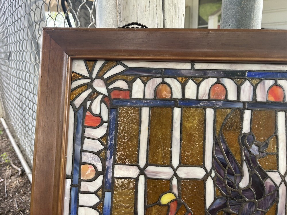 Antique Stained window panel large