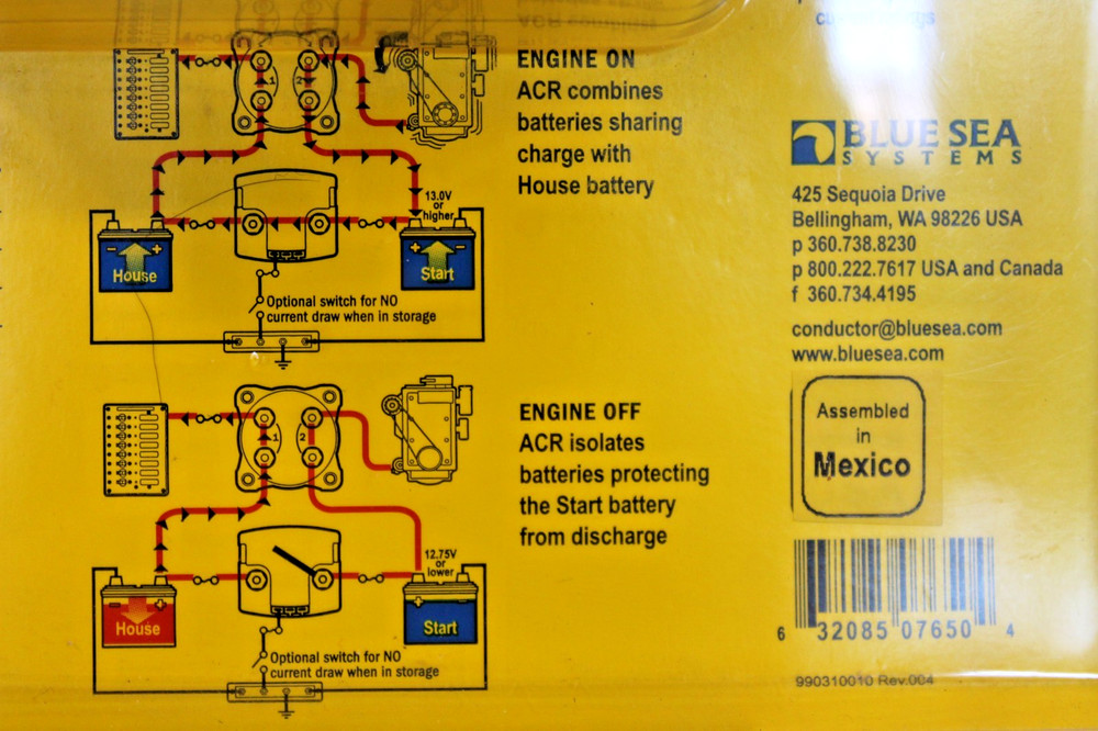 Blue Sea 7650 Add-A-Battery Kit 120A Battery Switch Automatic Charging Relay
