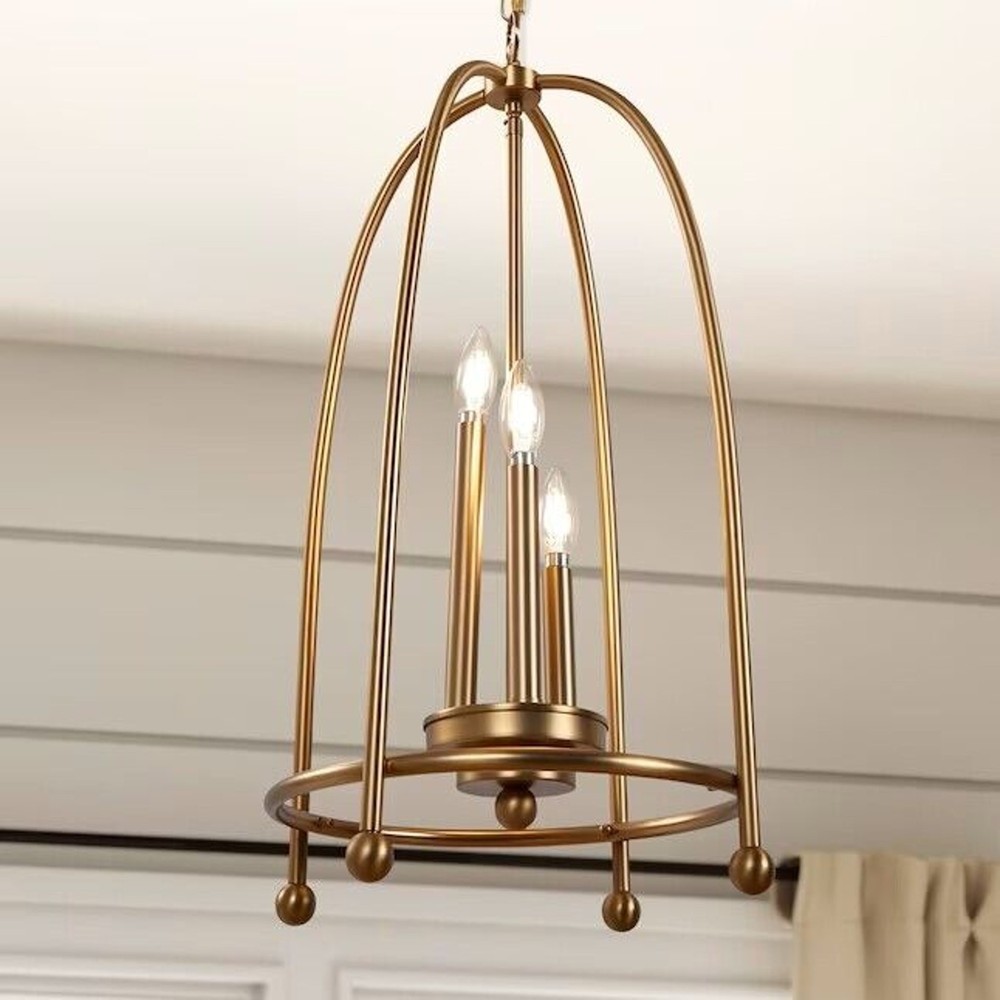 Designer Home 3-Light Warm Brass Transitional Geometric Hanging Pendant Light