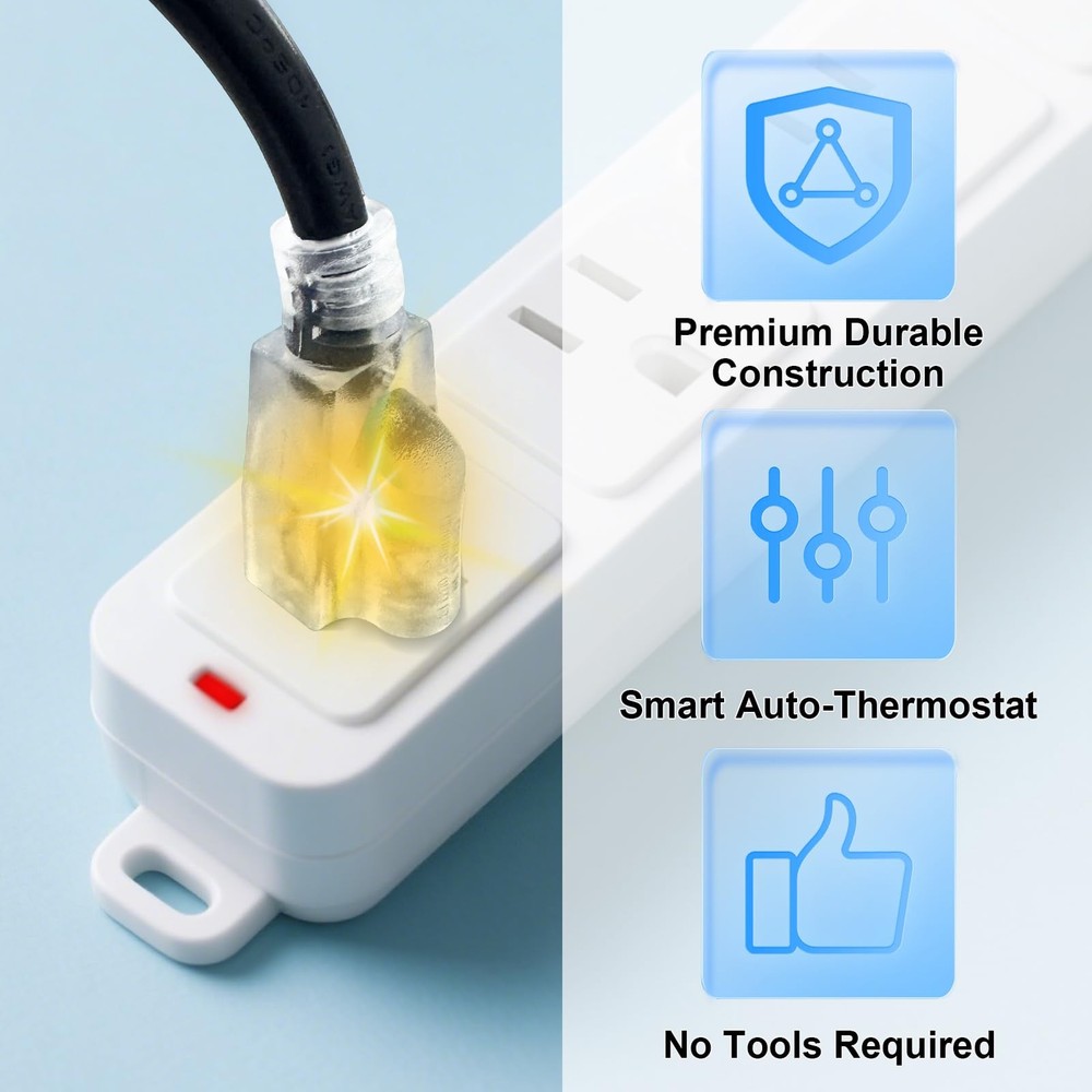 1PC 120V 15A Temperature Controlled Extension Cord, Heat Cable Controller, Th...