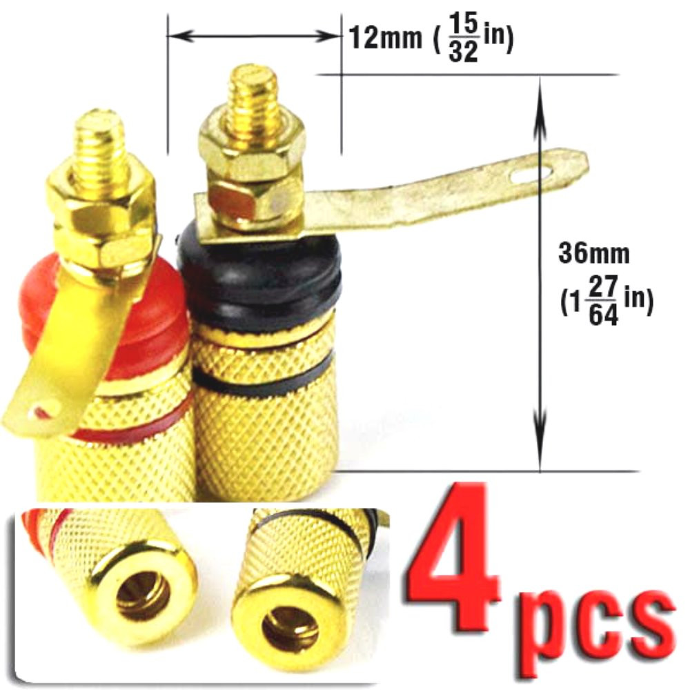 Amplifier Terminal Connector Binding Post Banana Plug Jack Socket (4 Pack)