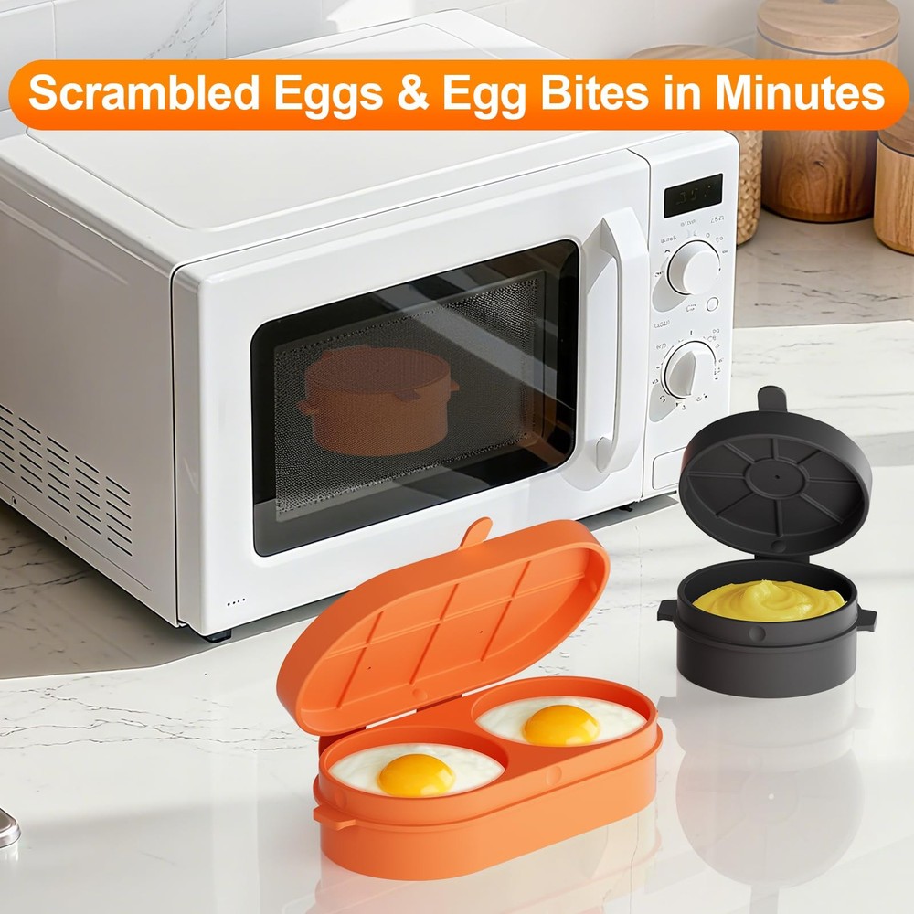 Microwave Egg Bite Maker, Egg Cooker Microwave For Breakfast Sandwich, Double...