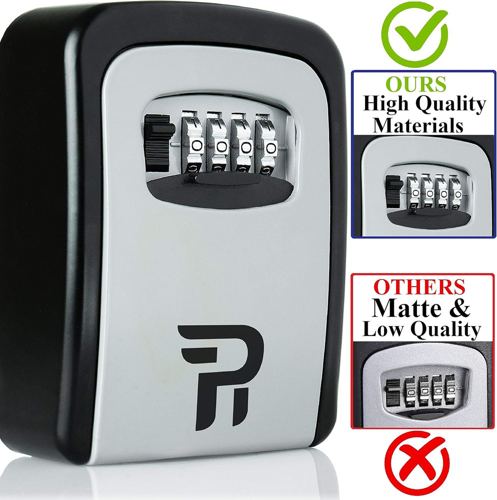 Lock Box for Keys with Code - Wall Mount Spare Key Lockbox Outdoor - Combination