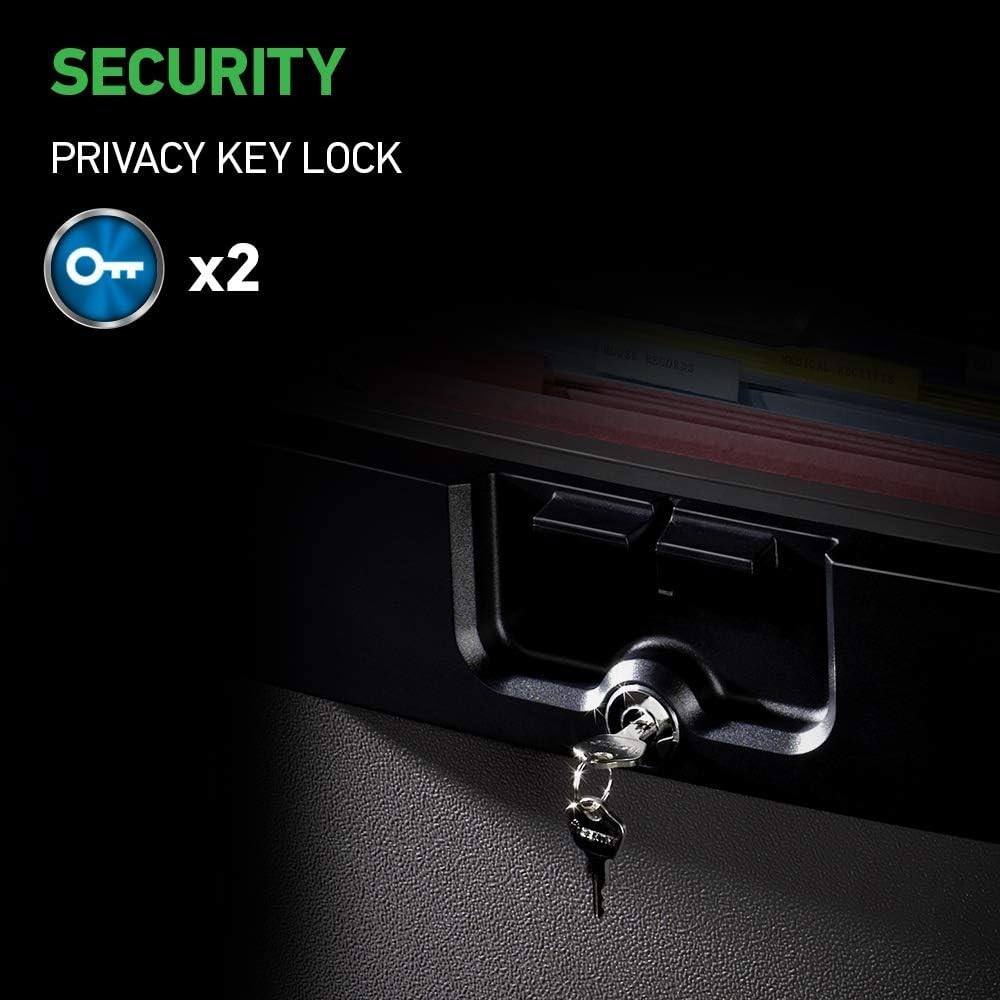 Black Fireproof and Waterproof Safe, File Folder and Document Box with Key Lo...