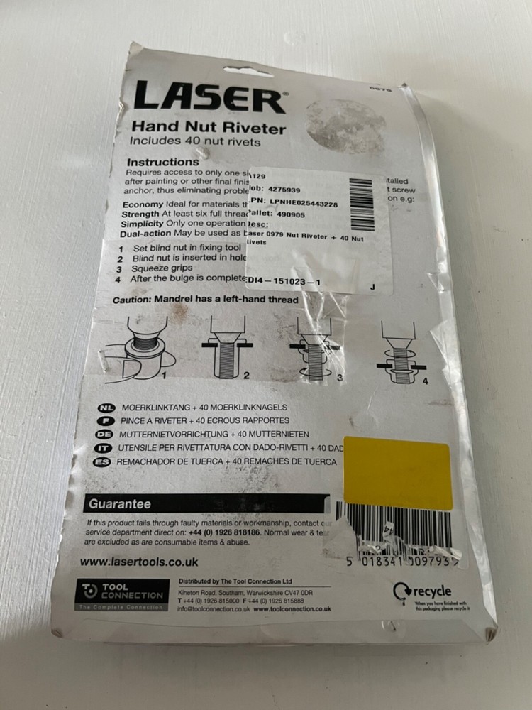 Laser Hand Nut Riveter (only incl. nut size M4 & M6)