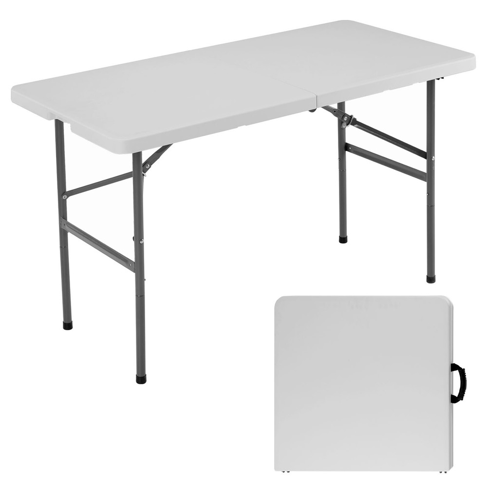 Portable Patio Picnic Table with Handle, Folding Table, White Waterproof Panel