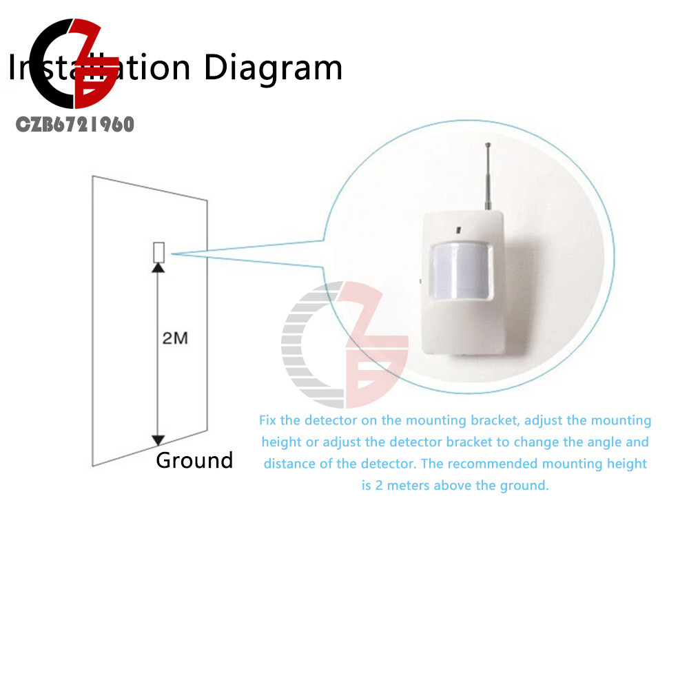 Infrared Human Motion Detection Sensor Wide Angle for Security Alarm System 433