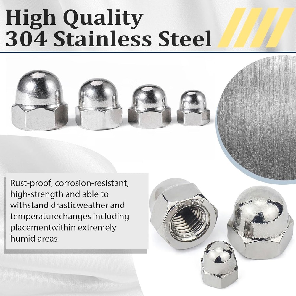 Acorn cap nut assortment kit stainless dome hex nuts