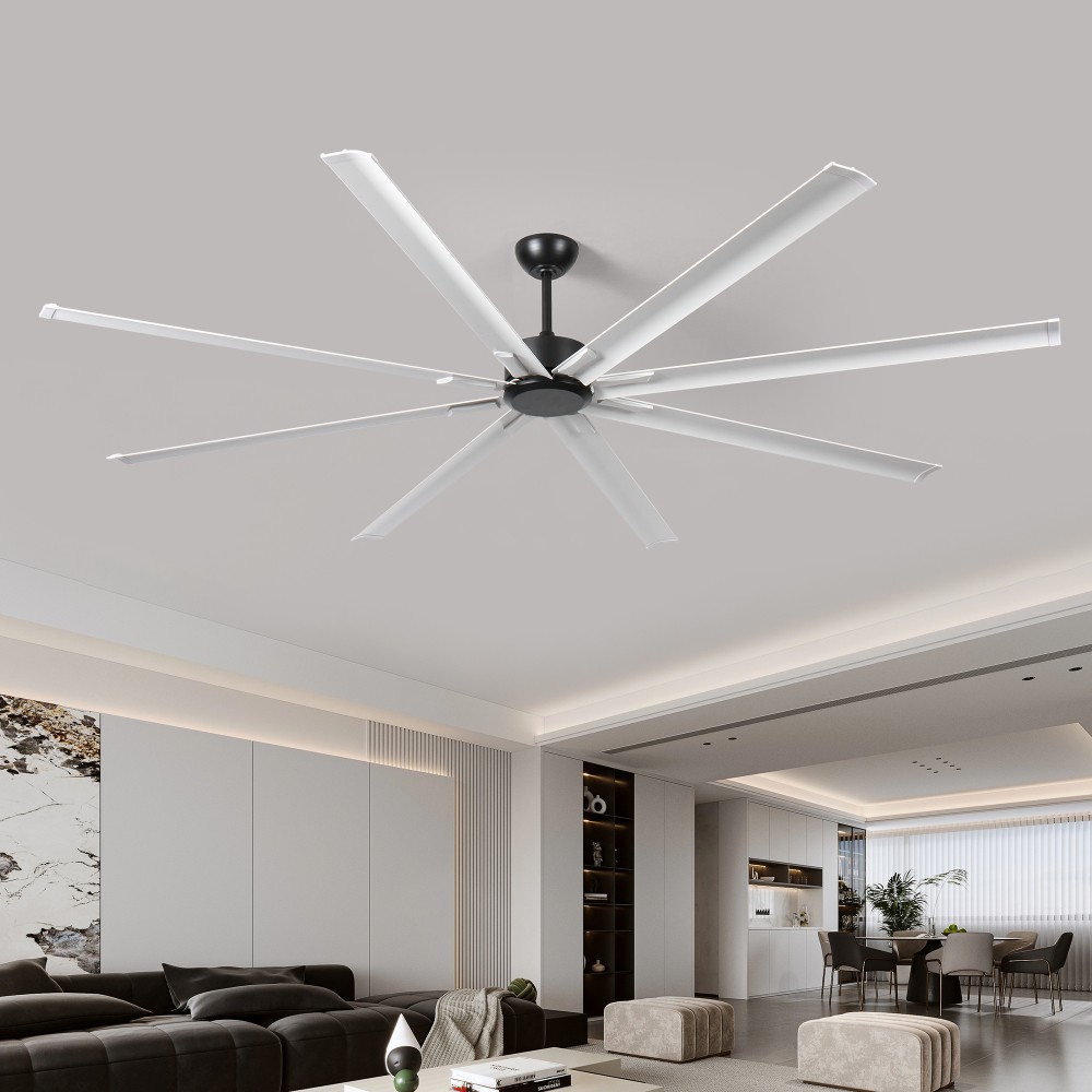 96"  6-Speed Ceiling Fan with Light and Remote Control, 8 Double-Layer Blades