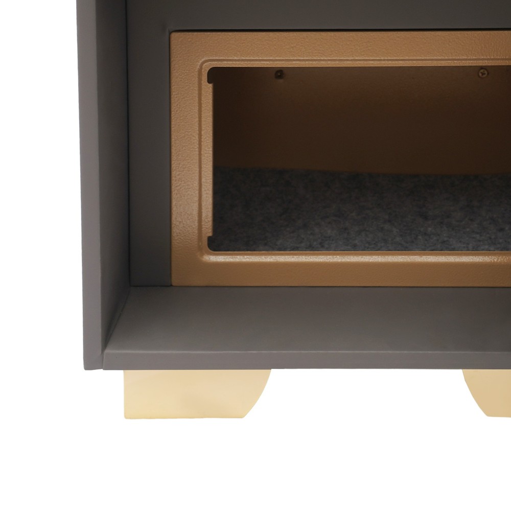 Smart Nightstand w/Security Safe Lock Box, 3-Color Light,Wireless Charging USB