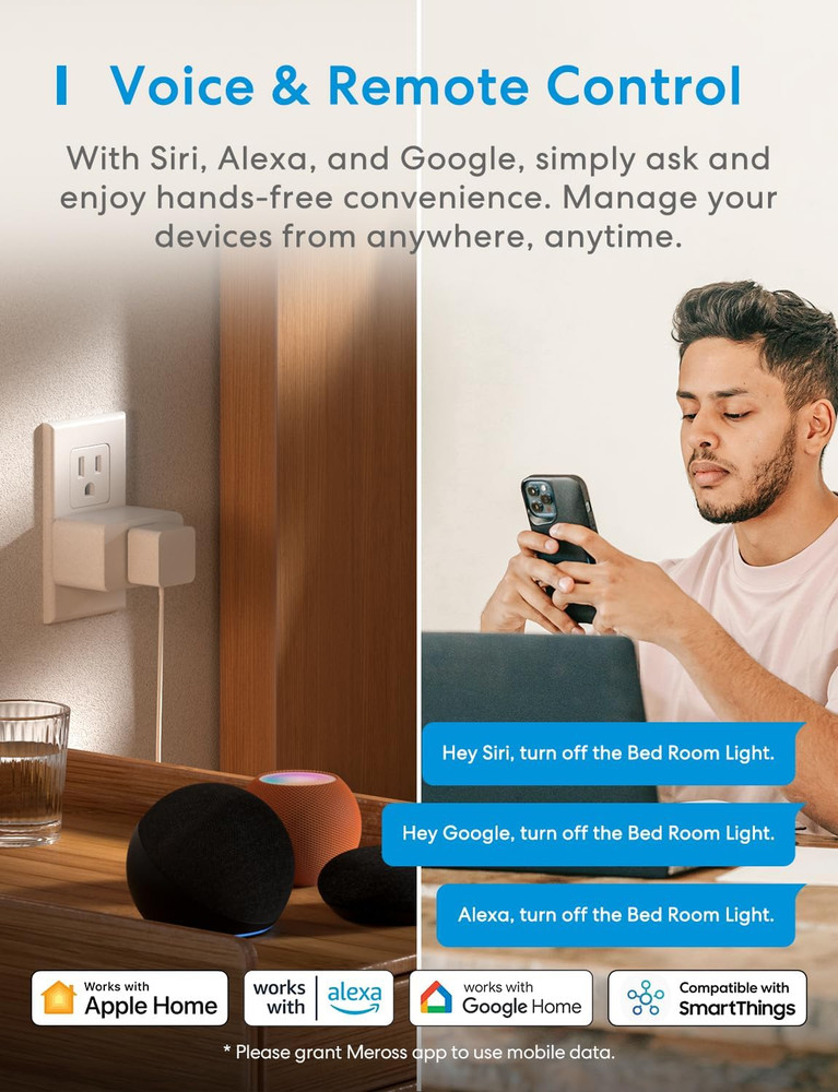 Meross Smart Plug Mini 15A WiFi Apple HomeKit Alexa Google Timer 4 Pack