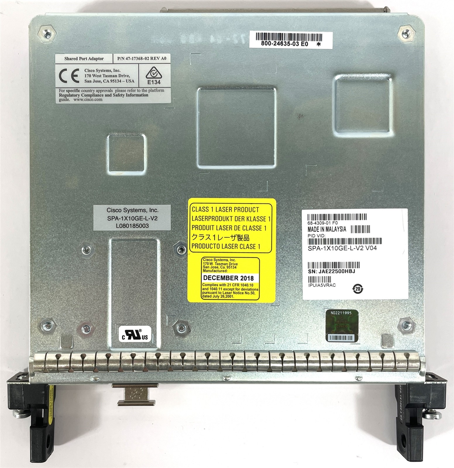 Cisco SPA-1X10GE-L-V2 10GB Ethernet Shared Port Adapter ASR1000 Series