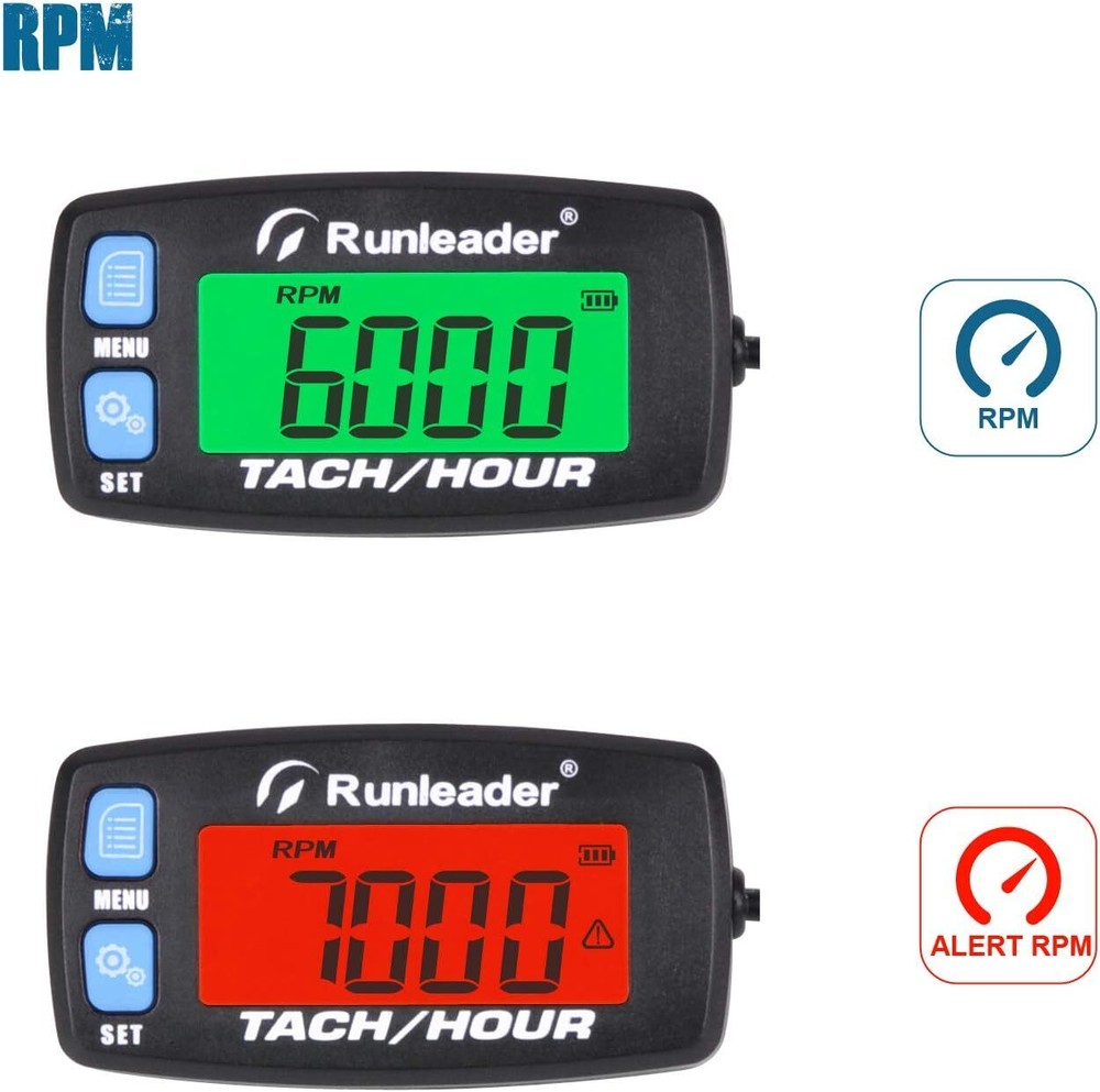 Digital Tach Hour Meter, RPM Gauge Meter,Backlight Display, Battery Replaceable
