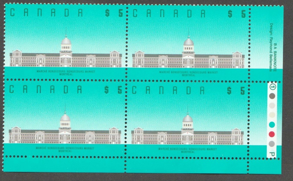 CANADA 1990   $5  ARCHITECTURE    #1183  BLOCK MNH