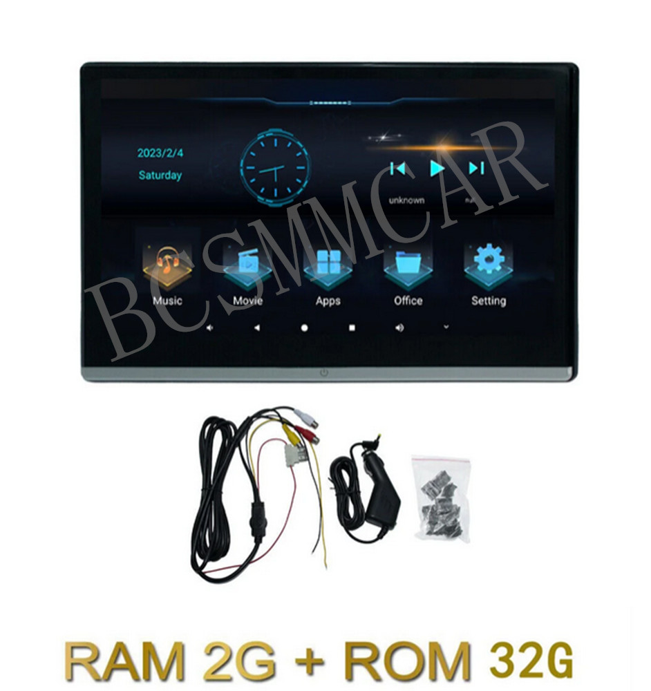 Pair Car Rear Seat TV Player 4K Video Touch Screen Music Headrest Monitor 2G+32G