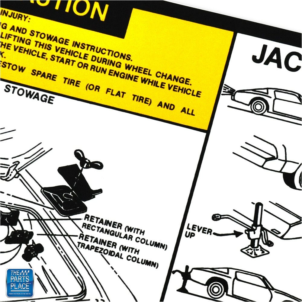 1981-1982 Firebird Jacking Instructions Decal GM 10017624 EA